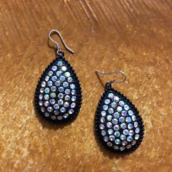 Black Rhinestone Earrings - Picture 1 of 3